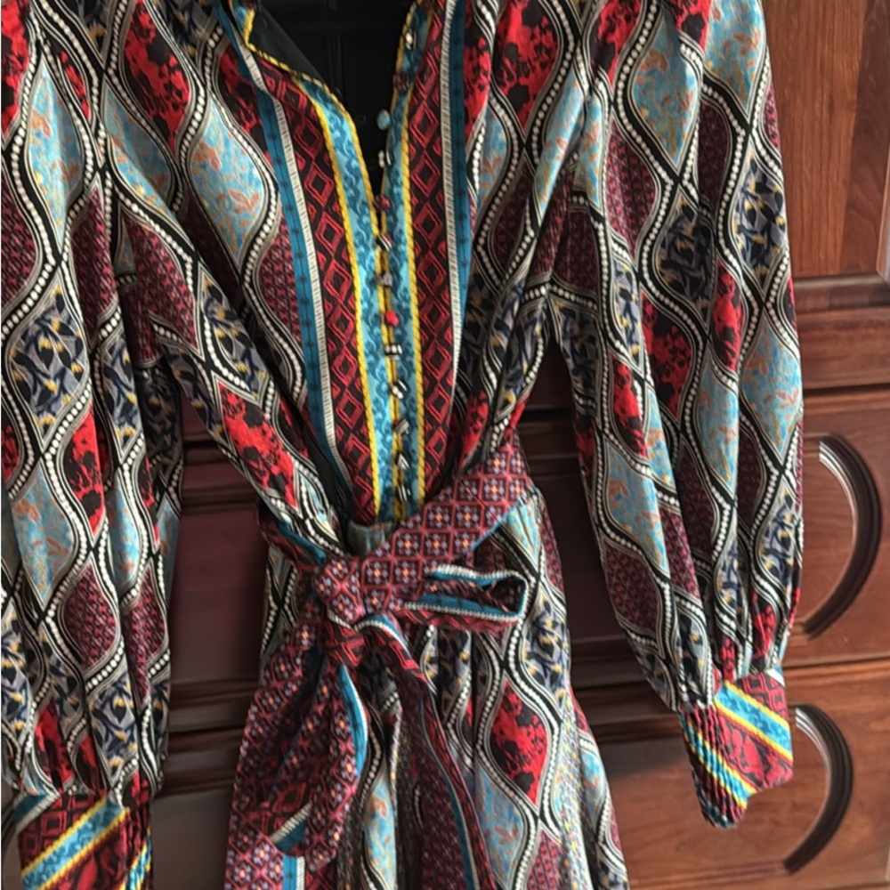 Alice + Olivia Red and Blue Patterned Dress
